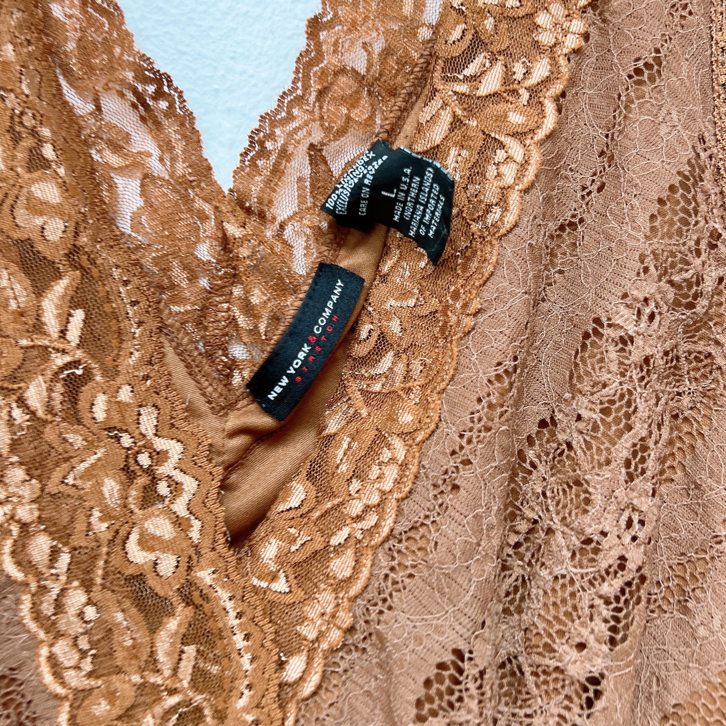 90s Brown NY&CO Lace Boho Tank