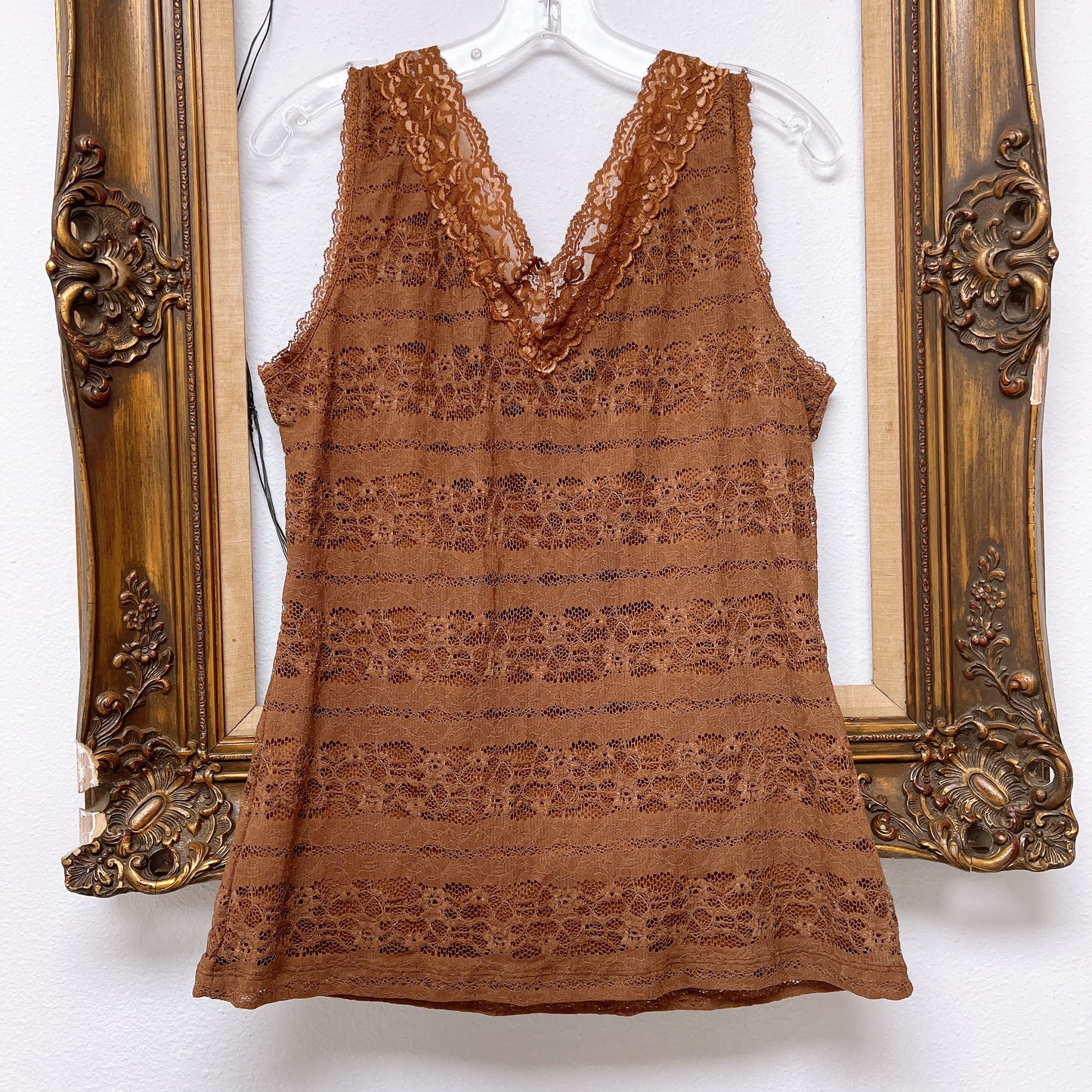90s Brown NY&CO Lace Boho Tank