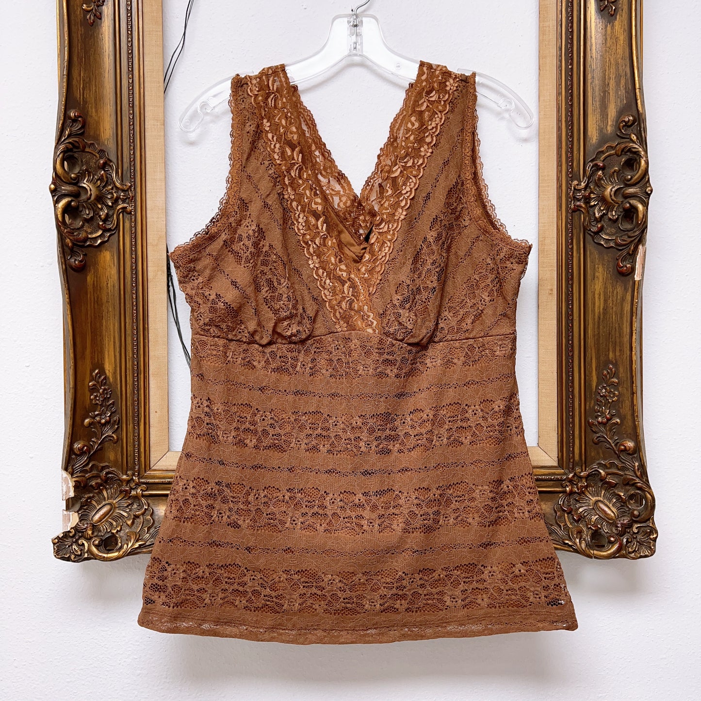 90s Brown NY&CO Lace Boho Tank