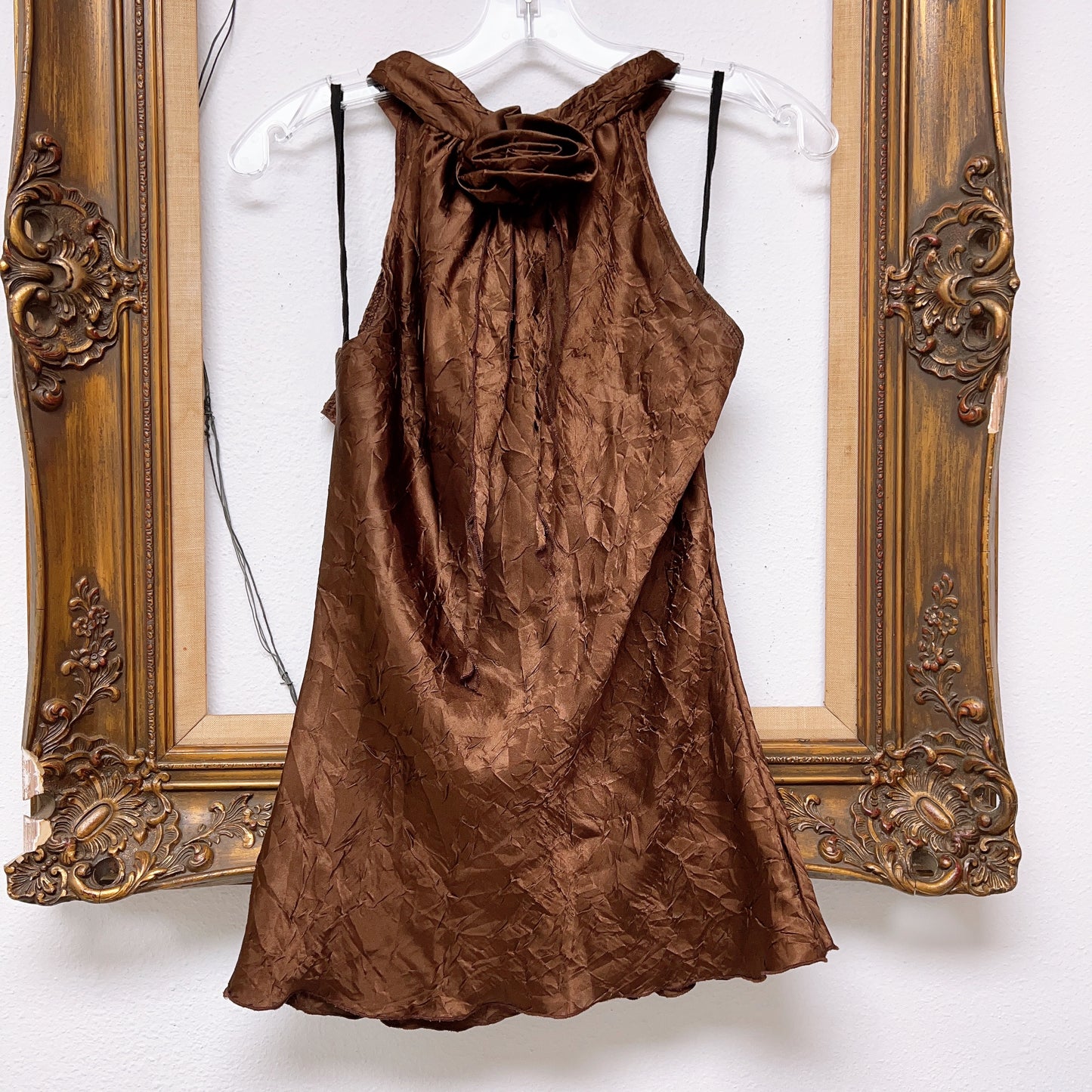 Y2K Pretty Good Brown Satin Halter