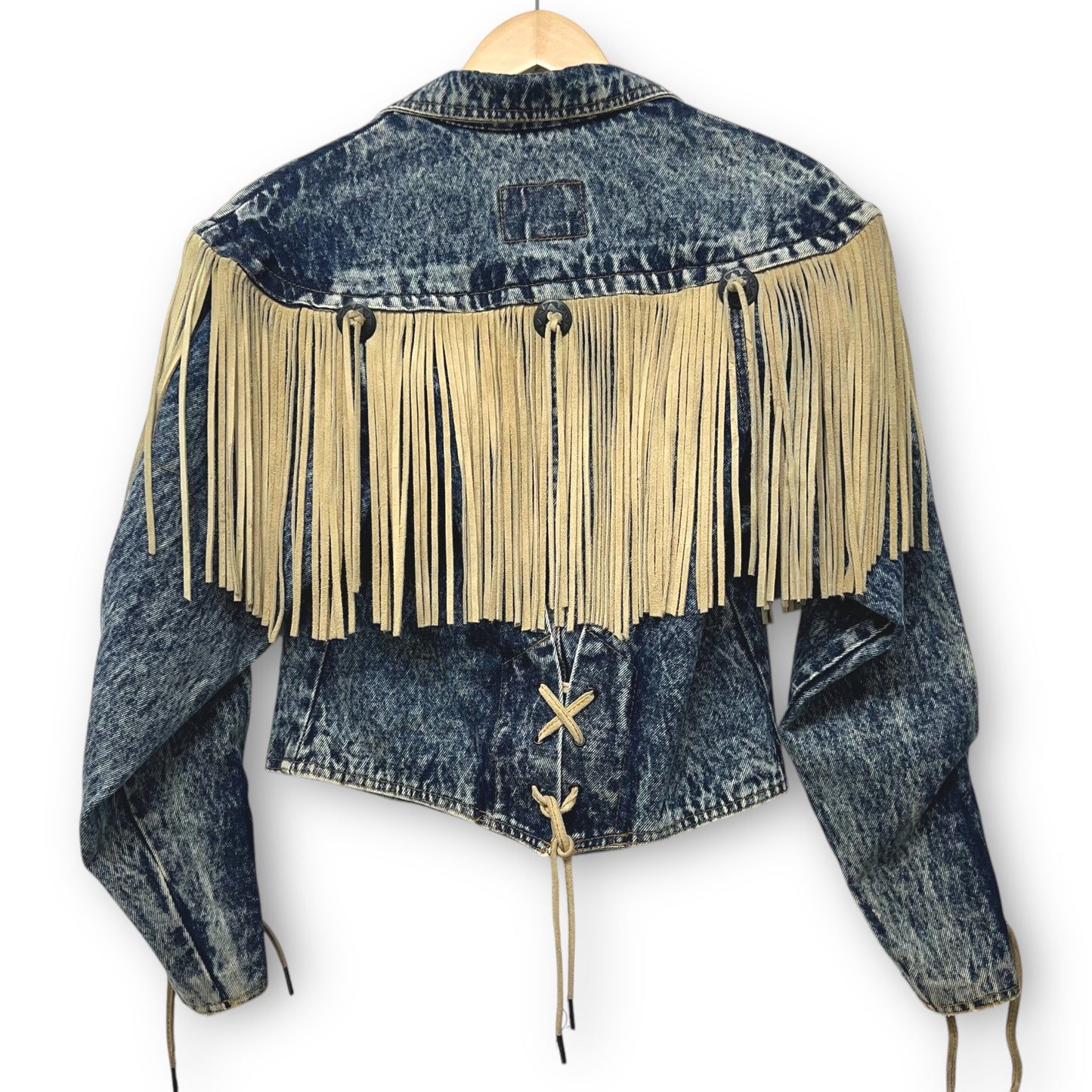 Prezzia Acid Wash Denim Fringe Jacket