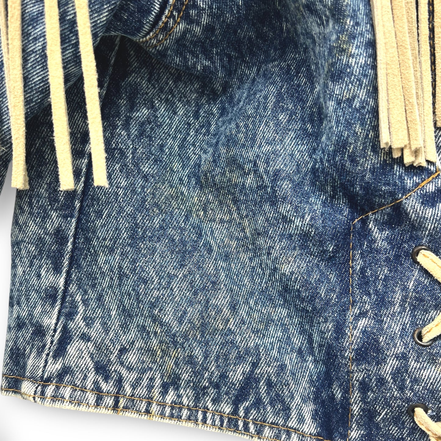 Prezzia Acid Wash Denim Fringe Jacket