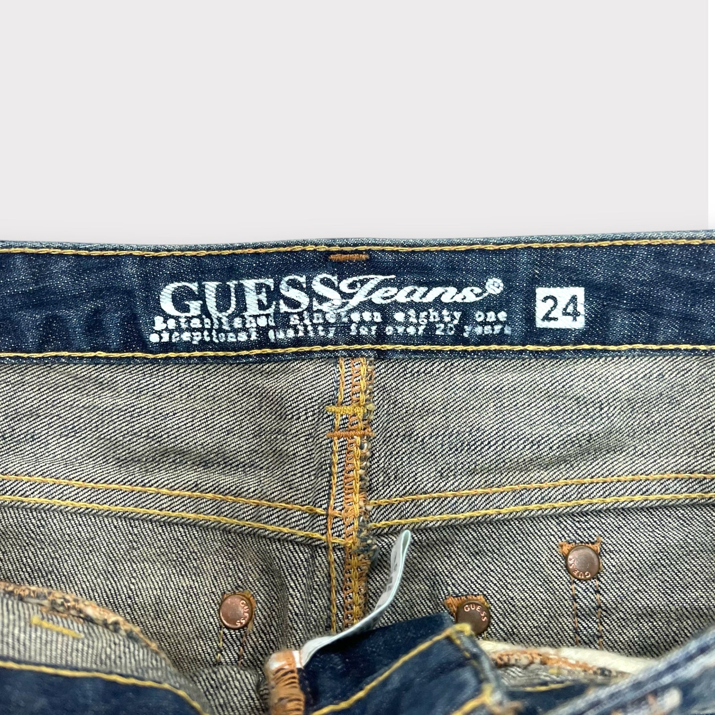 Guess Raw Hem Low Rise Denim Mini Skirt